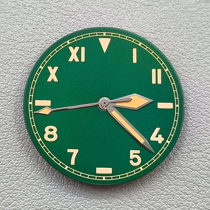 28.5mm Green Watch Dial+hands Set Vintage Orange Font Fit for NH35/36/2824/8215