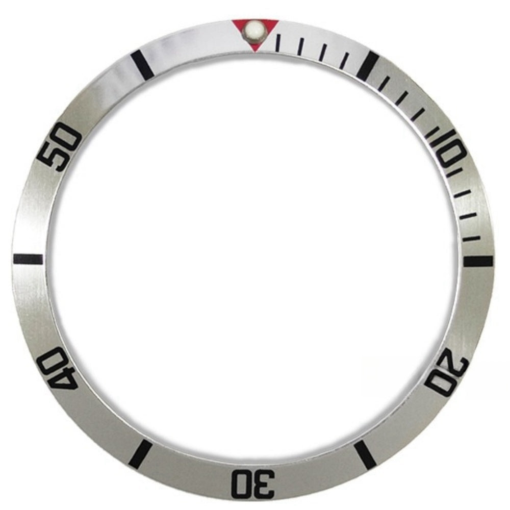 Vintage aluminum silver watch bezel with black font, 36.5/30.8mm slope for precise watch repairs