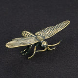 Solid Copper Cute Dragonfly Trinket Vintage Hand Carved Bronze Model Figurines