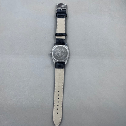 38mm DIAMOND Black Strap Manual Mechanical Watch 17 Jews White Dial Silver Case