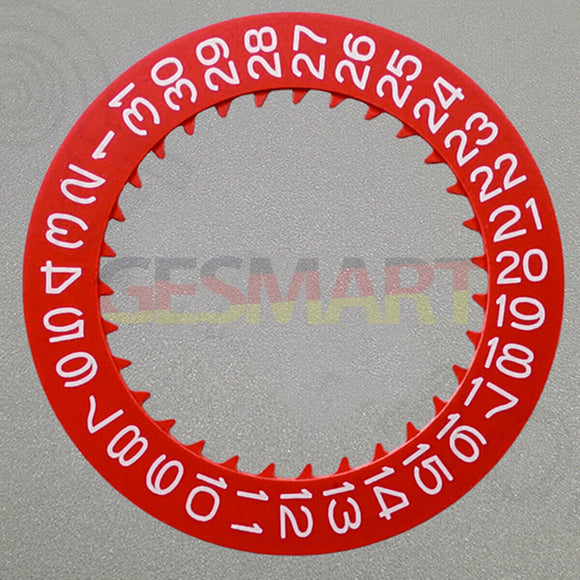 White Font Red Date Disk Wheel for NH36 NH35 Movement Date@3 Crown Position 3.8