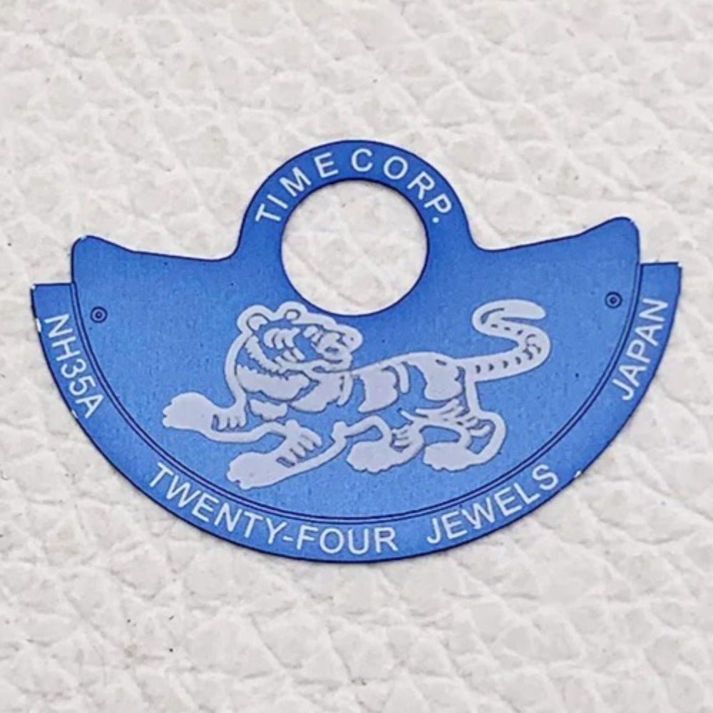 Sea Blue Tiger branded rotor weight overlay for NH35 NH36 7S26 4R35 watch movements, enhancing watch aesthetics.