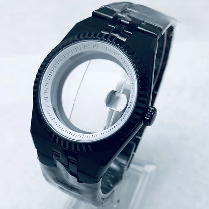 904L Black 40mm Land-Dwellwe Watch Case+Strap Sapphire Glass For NH34 NH35 NH36