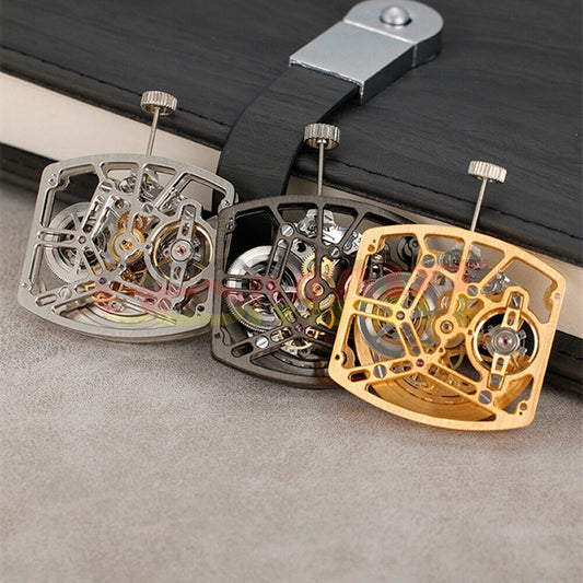 Asiatisches HZ1C01A Silber/Gold/Schwarzes tonnenförmiges automatisches mechanisches Uhrwerk