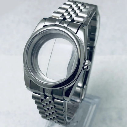 36/40mm Steel Watch Case Sapphire For NH34 NH35 NH36 ETA2824 PT5000 S Crown