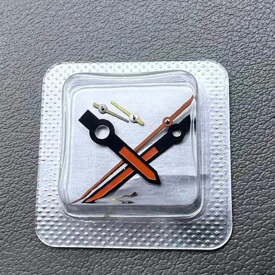 Orange and black trim second hands for ETA/Dandong 7750 watch movement, precise fit M005.0.