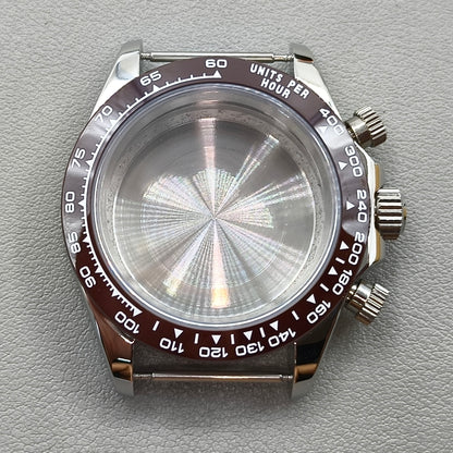 Daytona 40mm Mens Watch 316L Steel Case Brown Bezel for Daytona VK63 VK64 Case