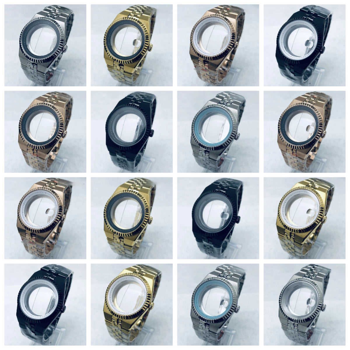 Gold 40mm Land-Dwellwe 904L Watch Case+Strap Sapphire Glass For NH34 NH35 NH36