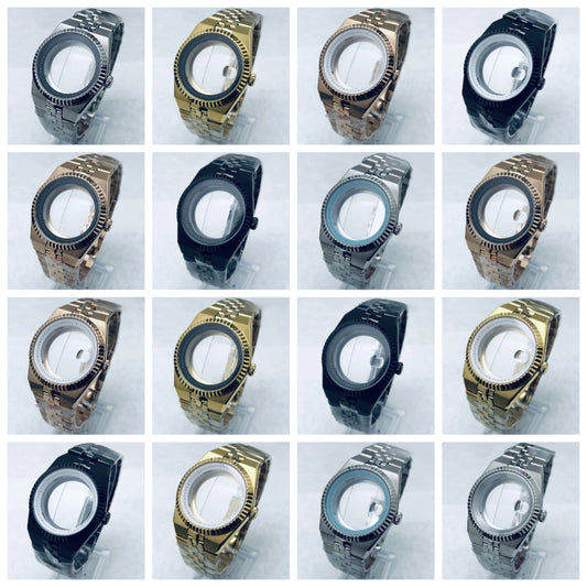 Gold 40mm Land-Dwellwe 904L Watch Case+Strap Sapphire Glass For NH34 NH35 NH36