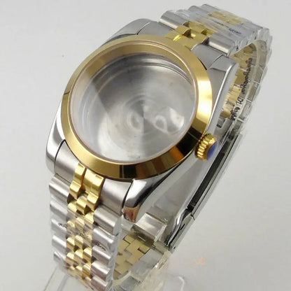 Polish 36/39MM Sapphire Glass Two Tone Watch Case Fit NH35 NH36 NH38 2824