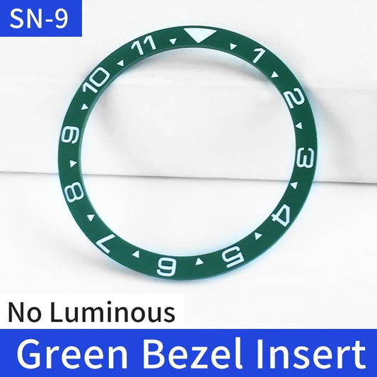 White Font 38mm No Lume Green Flat Ceramic Watch Bezel For Skx009 Skx007 Skx011