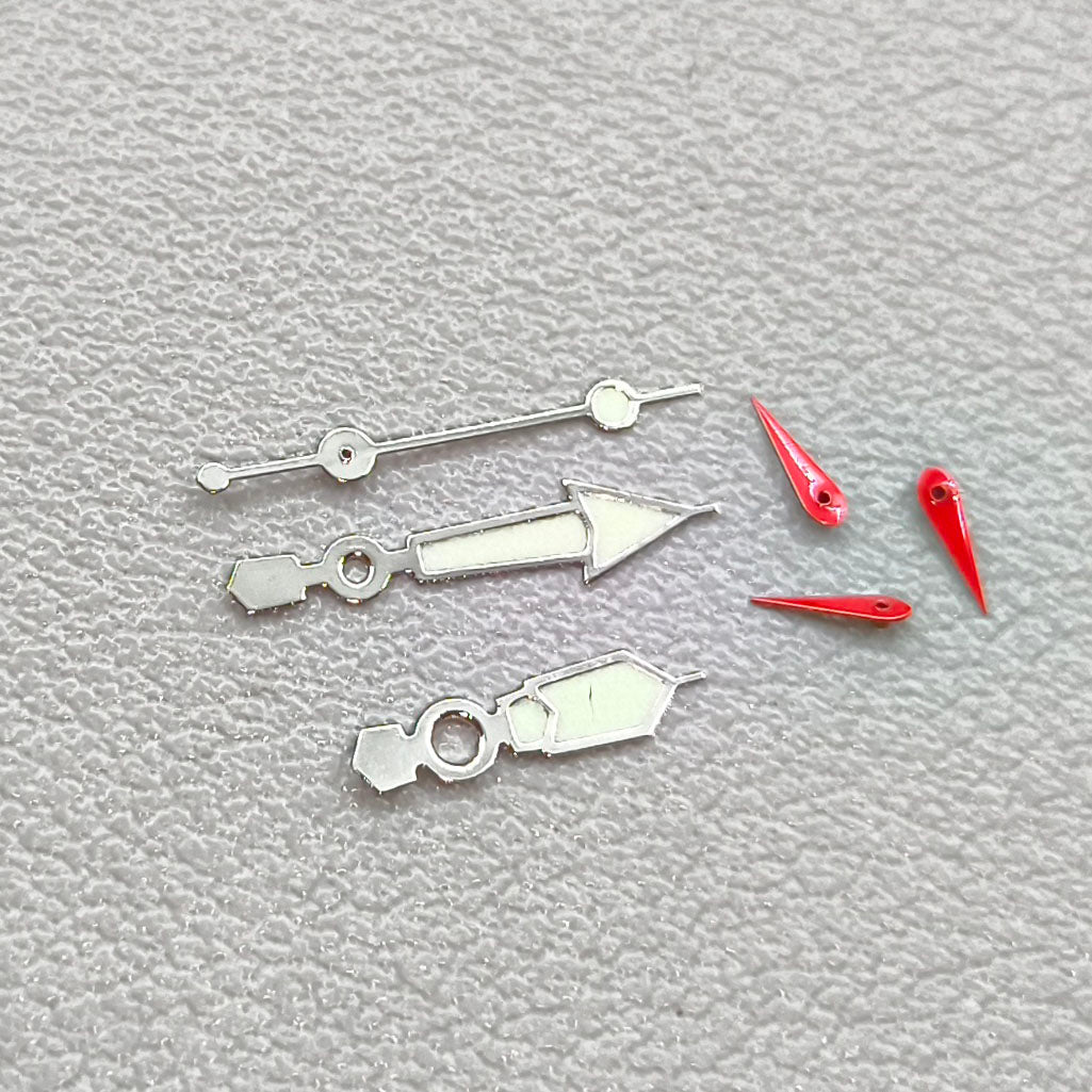 2 Sets Silver Trim Green Luminous Red Second Watch Hands for Miyota 0S60