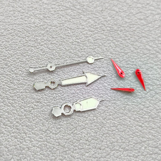 2 Sets Silver Trim Green Luminous Red Second Watch Hands for Miyota 0S60