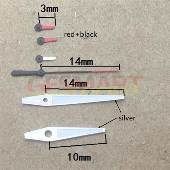 Red+White Small Second Silver Trim Watch Hands for Miyota OS10 OS20 OS60 OS80