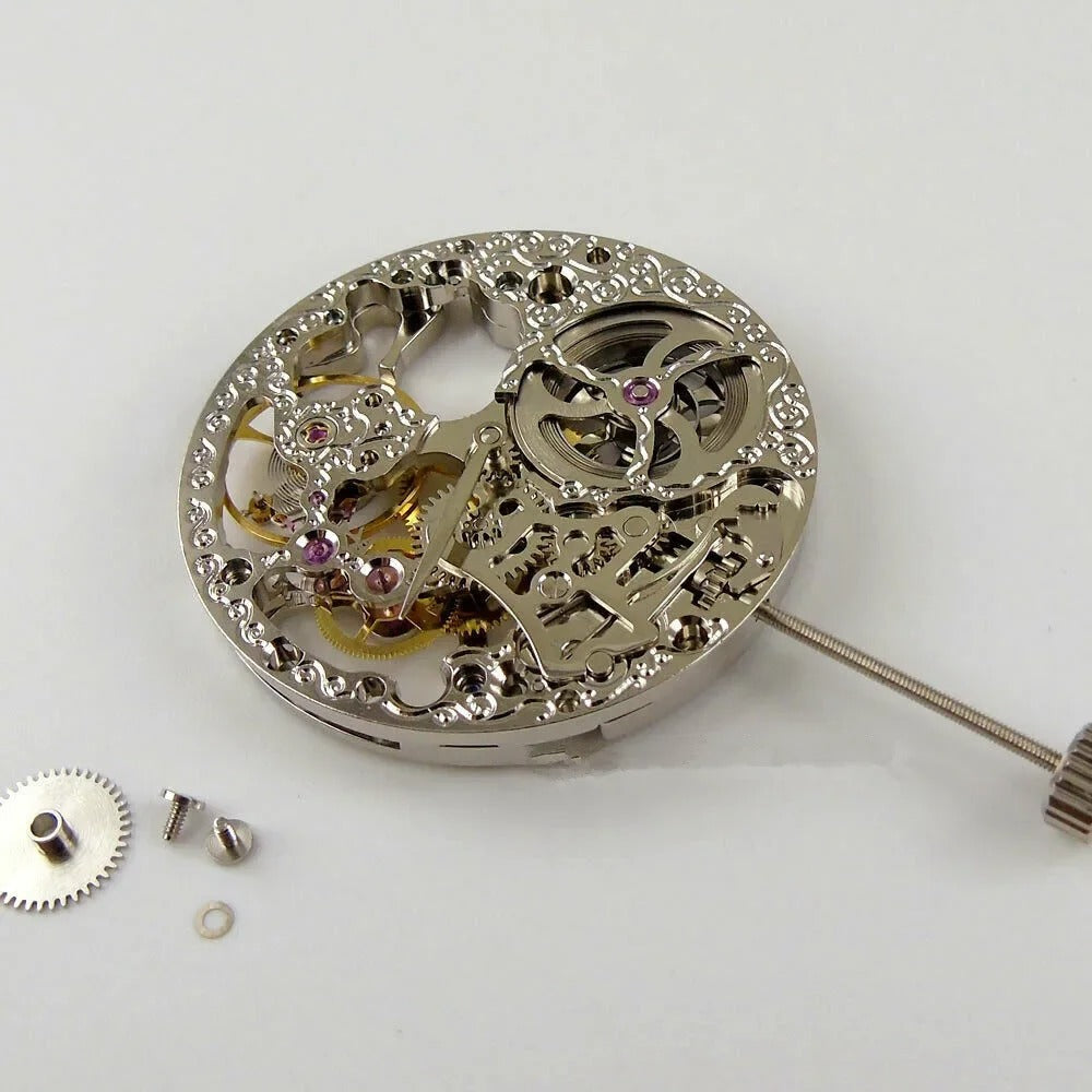 Replacement manual wind movement with 17 jewels, compatible with ETA 6498, ideal for watch making craftsmanship.