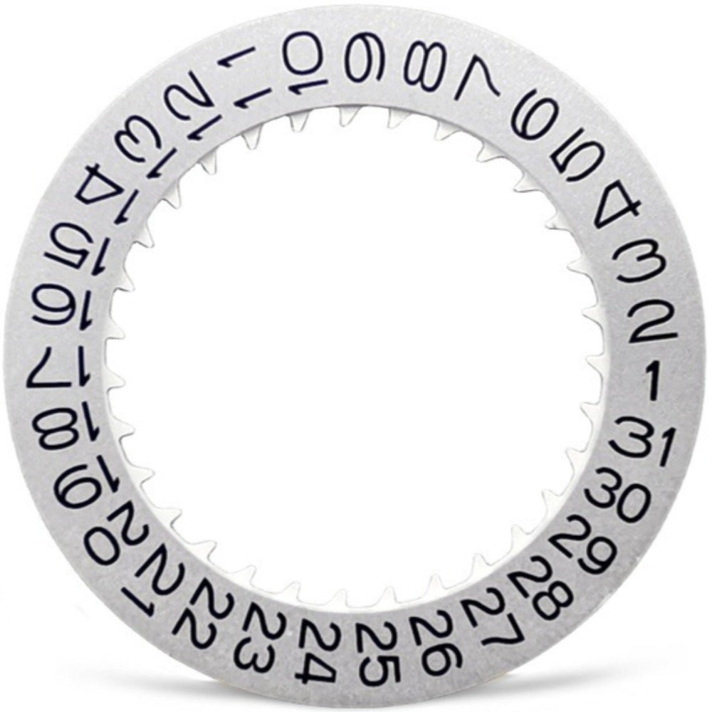 Black font white date disk wheel for NH35 NH36 watch movement, compatible with watch repair and customization.