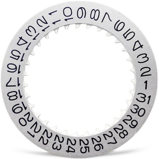 Black font white date disk wheel for NH35 NH36 watch movement, compatible with watch repair and customization.
