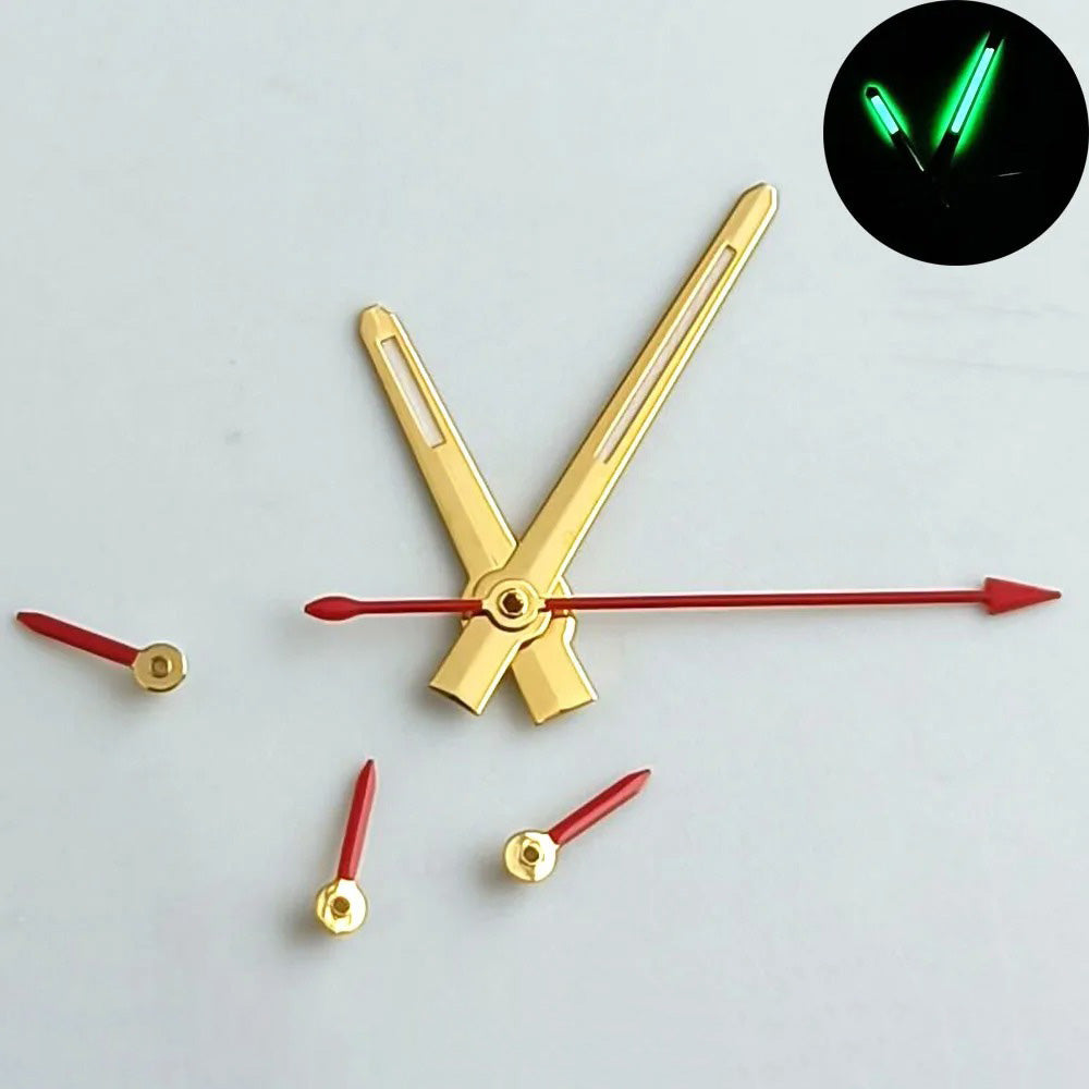 Green luminous watch hands for VK63 VK63A quartz movement, enhancing readability and style