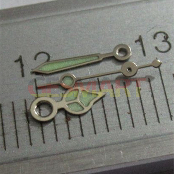 8mm Silver Trim Green Lume Watch Hands Set for Miyota 2035 2115 2105 2305 2315