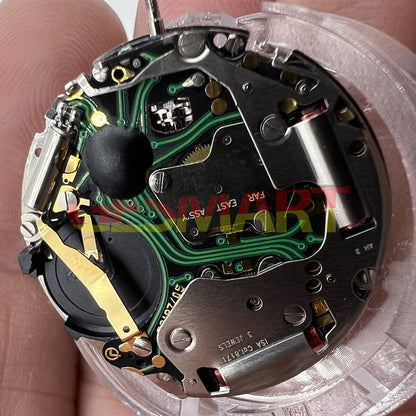 ISA 8171 silver quartz watch movement with date at 6, multi-function repair part for watchmakers.
