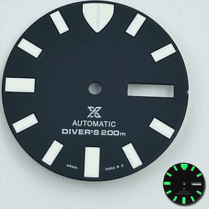 Black 28.5mm Diving Modified Green Luminous Watch Dial for NH35 NH36 Movement