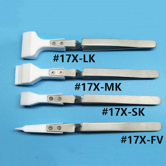 PTFE tweezers, acid and alkali resistant, self-locking for delicate silicon wafer handling