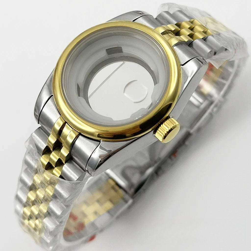 Ladies 31MM Round Bezel Sapphire Glass Jubilee bracelet Watch Case Fit NH05 NH06