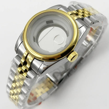 Ladies 31MM Round Bezel Sapphire Glass Jubilee bracelet Watch Case Fit NH05 NH06