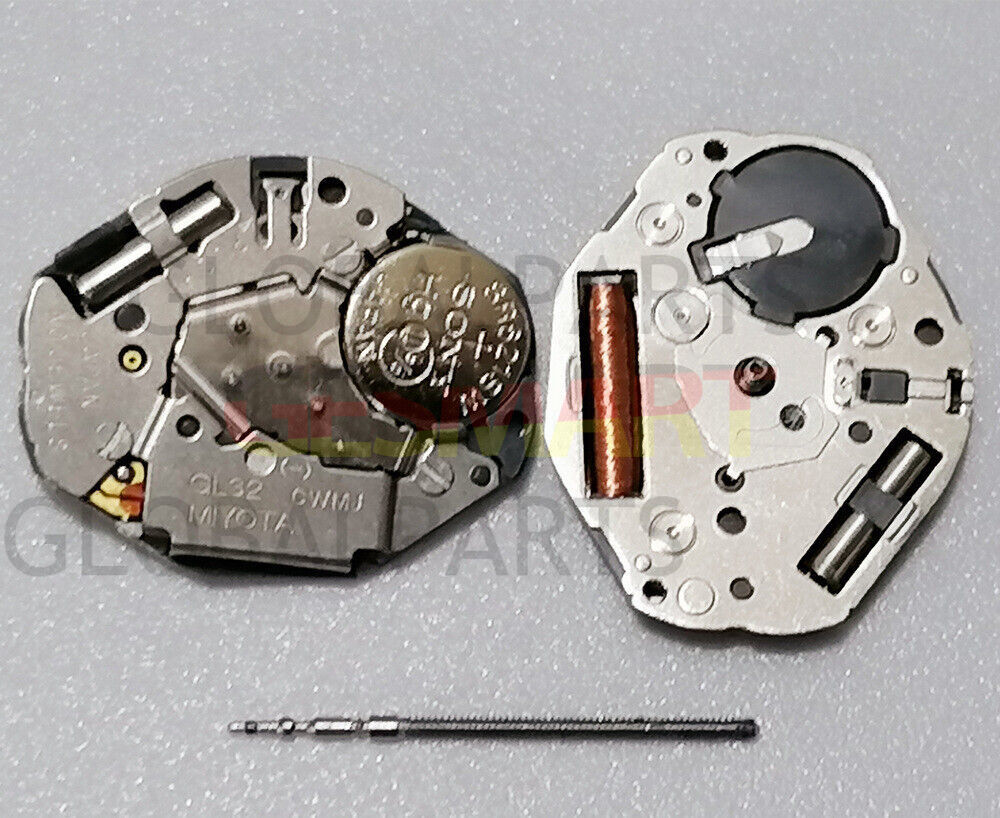 Miyota GL32 silver watch movement with 3 hands, precision Japan quartz mechanism, Japan made quality.