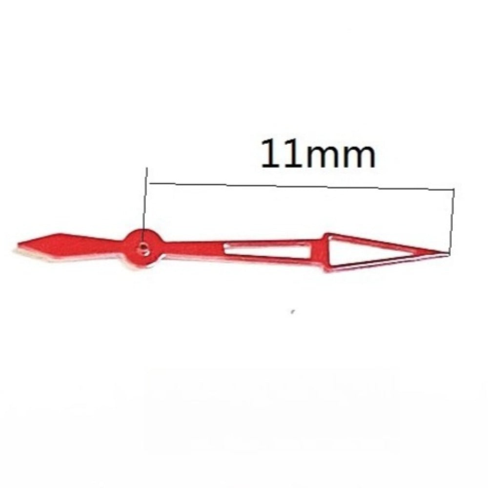 Set of 3 red 11mm hollow second hands for Miyota OS10 OS20 OS30 watch movements.
