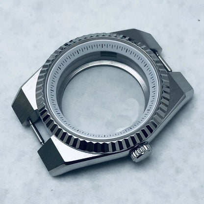 Gold 40mm Land-Dwellwe 904L Watch Case+Strap Sapphire Glass For NH34 NH35 NH36