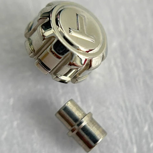Steel silver watch crown for Tissot T055 T067 models, durable repair part with precise fit.