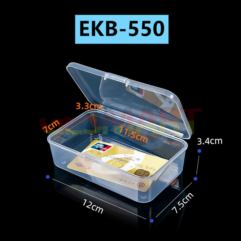 3pcs rectangular toolbox containers 3.4x12x7.5cm with hinged lids for organized storage
