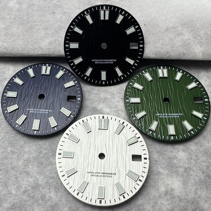 28.5mm Single Calendar Luminous  Water Ripple Texture Watch Dial Fit NH35 NH36