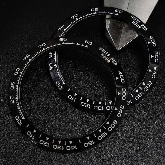 Ceramic bezel insert 38.5mm with 30.5mm inner diameter for watch upgrade, high-quality accessory.