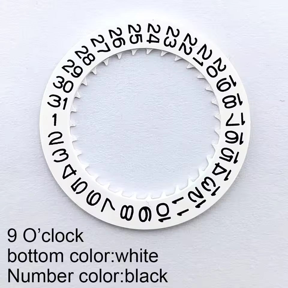 White Font Black Date Disk Wheel Date Wheel for NH35 NH36 Movement Date At 9