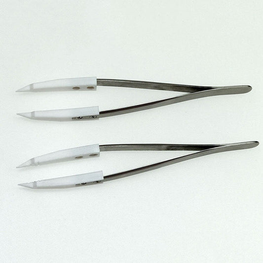 PTFE pointed tip tweezers, heatproof and chemical resistant, ideal for semiconductor lab use.