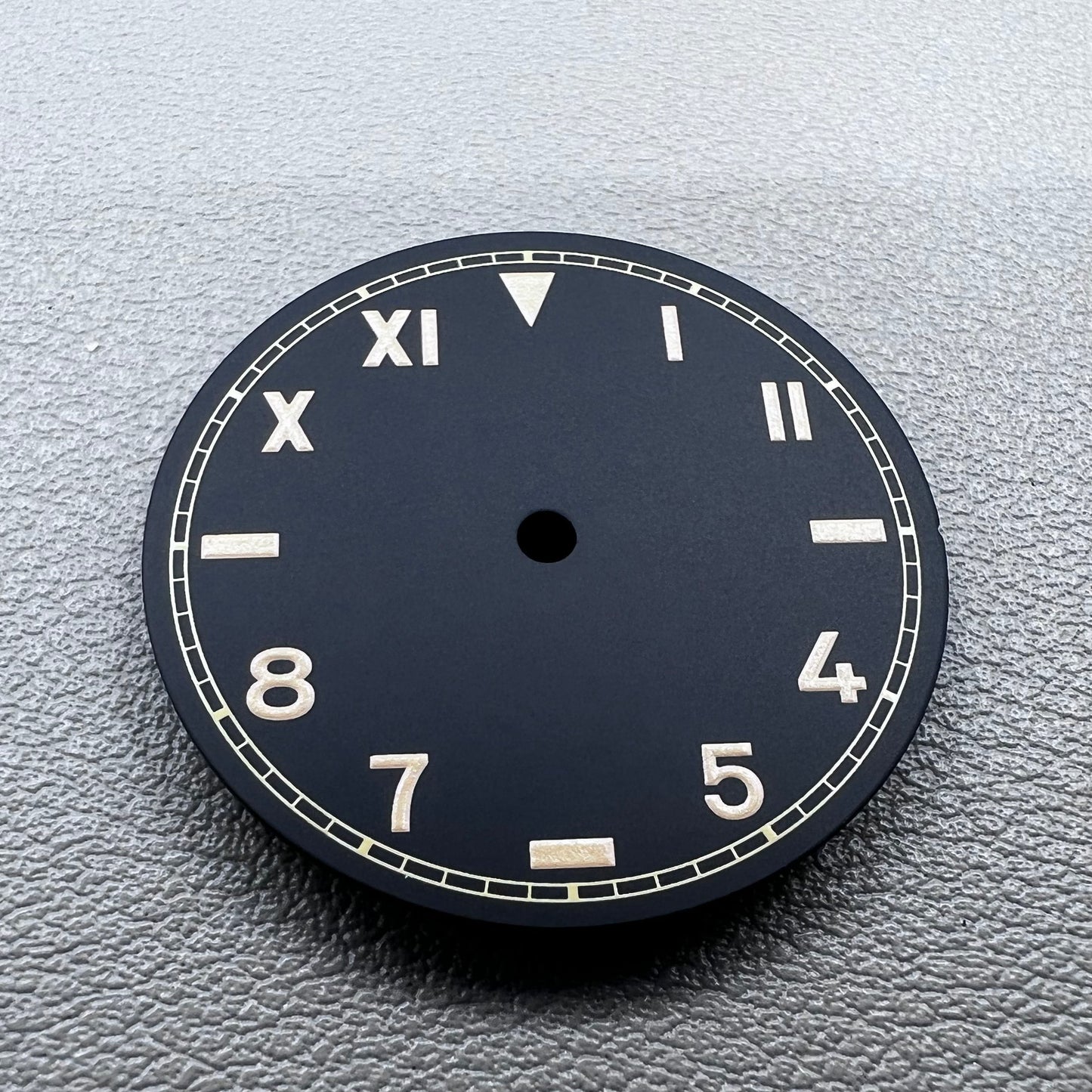 28.5mm green lume watch dial with vintage orange font, compatible with NH35/36/2824/8215 movements.