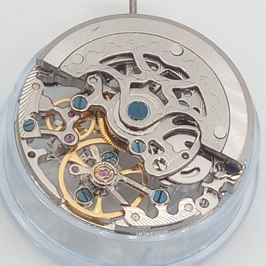 Chinese Hollow Tianjin T17 ST17 hand-winding watch movement with 2 hands, no calendar, precision craftsmanship.