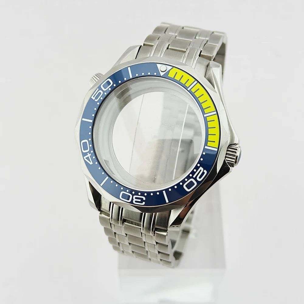42MM Diving Watch Case Sapphire Glass Unidirectional Rotating Bezel For NH35