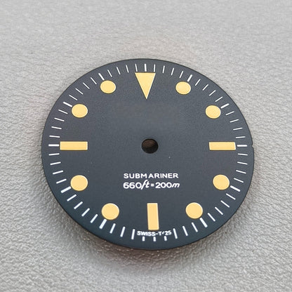 28.5mm Retro Watch Dial Green Luminous Suitable for NH35/8215/2836 Movement