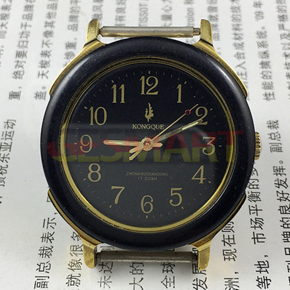 36mm China Made Manual Mechanical Watch 17 Jews Black Dial Luminous Hands