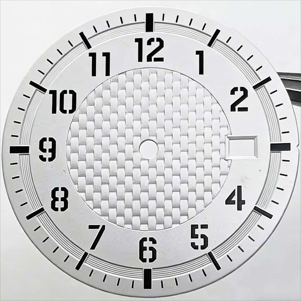 34mm White Weaving Vein No Lume Watch Dial Fit for NH35 NH36 Movement