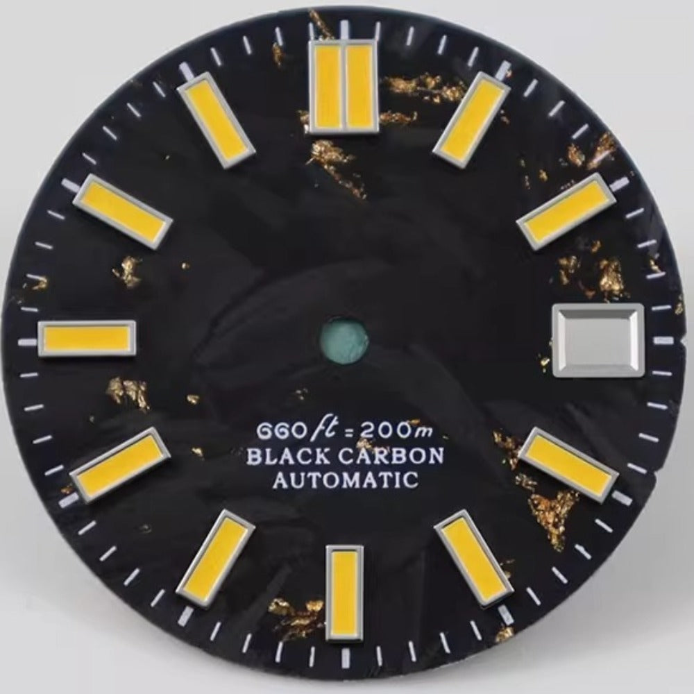 Yellow Painted Nail C9 Lume watch dial 28.5mm carbon fiber black for NH34 NH35 movement by C9