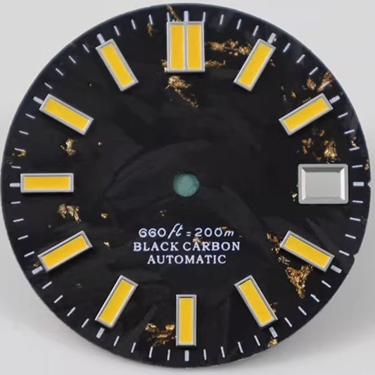Yellow Painted Nail C9 Lume watch dial 28.5mm carbon fiber black for NH34 NH35 movement by C9