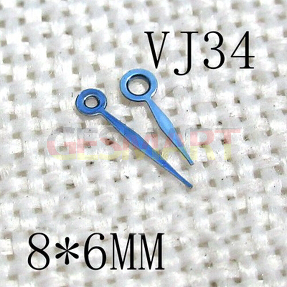 Blue plated 8x6mm 2 hands watch set for Hattori Epson TMI VJ34 movement, precise timing accessory.