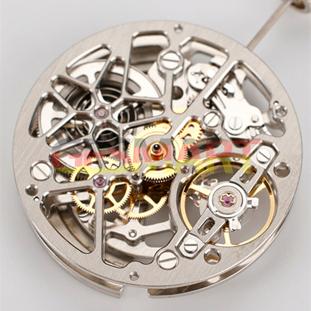 HZ1A02A watch accessory featuring silver, gold, and black hollow automatic mechanical movement by China Made, ideal for luxury watch customization.