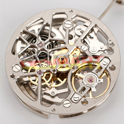 HZ1A02A watch accessory featuring silver, gold, and black hollow automatic mechanical movement by China Made, ideal for luxury watch customization.