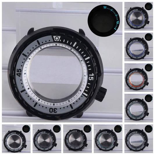 47mm Watch Case C3 Luminous Bezel For NH35 NH36 NH38 4R36 Modified Tuna Can