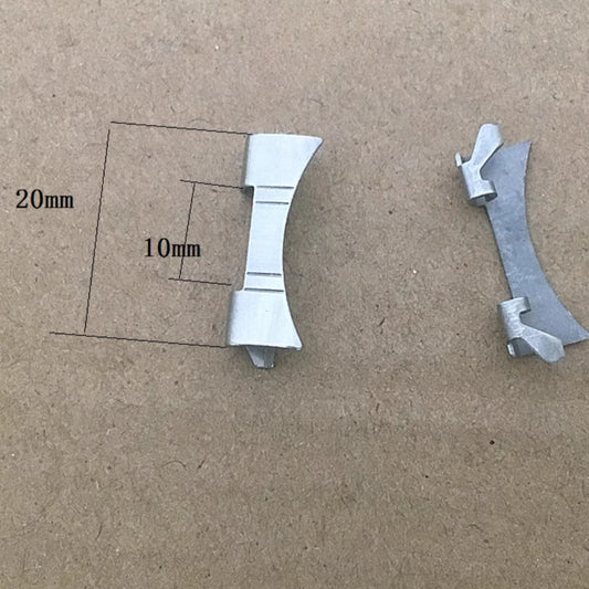 Bracelet de montre en acier inoxydable argenté 10 x 20 mm avec barrettes à ressort incurvées, n° 75
